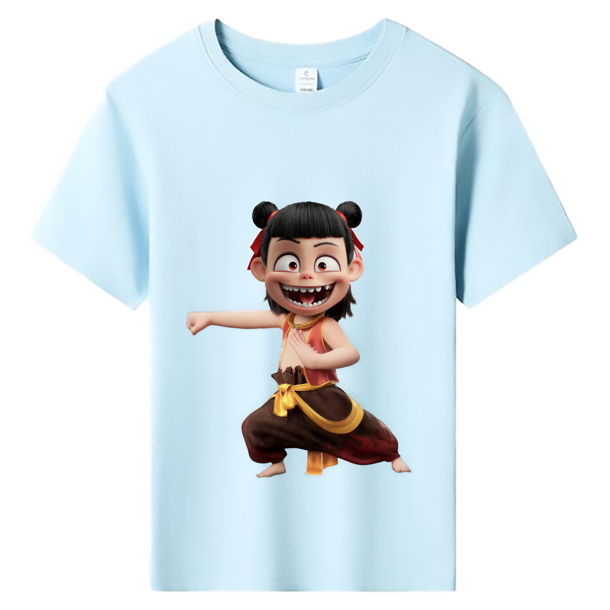（画像用） Ne Zha 2 ナタ 魔童の大暴れ 綿100％キッズTシャツ（フロントプリント）